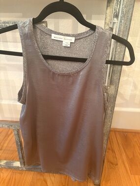 MELISSA NEPTON Silver-Gray Satin Front Tank